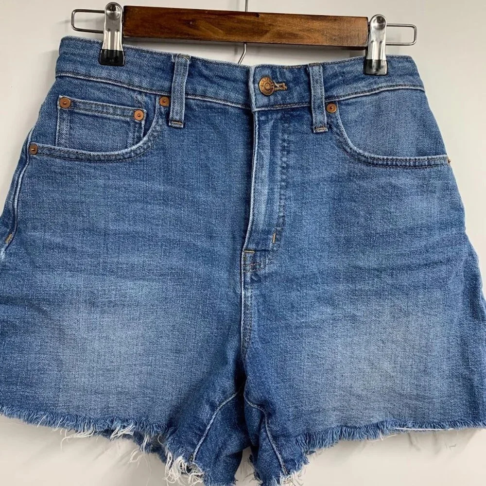 Madewell Women's Curvy High Rise Stretch Denim Cut Off Shorts Size 36 - Picture 4 of 14